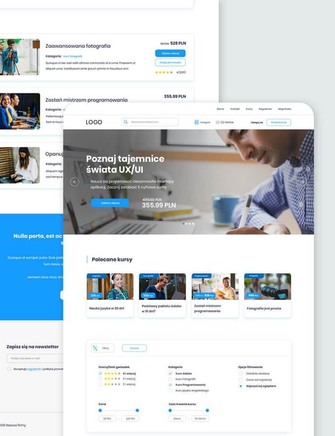 Projekt aplikacji internetowej, system sprzedaży kursów online.