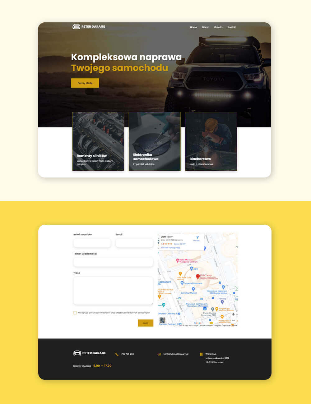 Projekt strony internetowej dla warsztatu samochodowego