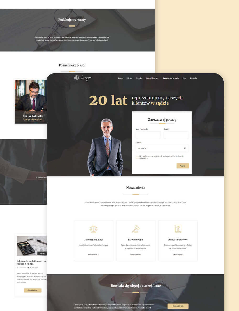Projekt strony internetowej dla prawnika