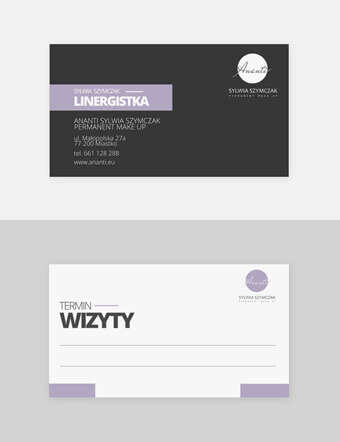 Projekt wizytówki dla branży beauty