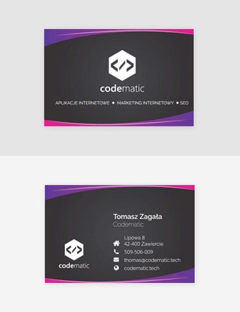Projekt wizytówki dla branży IT